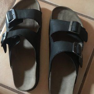 Faux Birkies w/Cork & Leather anti-slip soles. Size 10